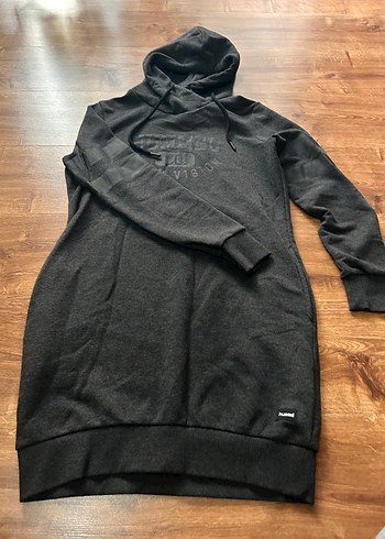 Kadın Antrasit Kapüşonlu Uzun Sweatshirt - Görsel 5