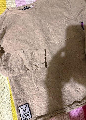 Bej Erkek Çocuk Keten Sweatshirt - Görsel 3