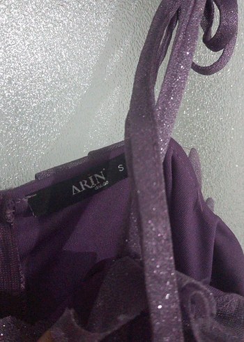 Mor Midi Straplez Gotik Elbise - Görsel 5