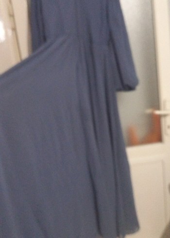 Uzun Kollu Gri Nakışlı Bohem Elbise - Görsel 6