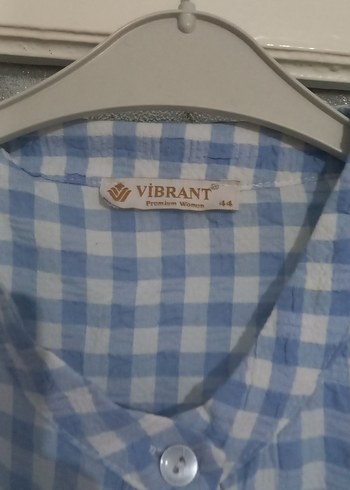 Mavi Kareli Pamuklu Uzun Kollu Kadın Gömlek - Görsel 5