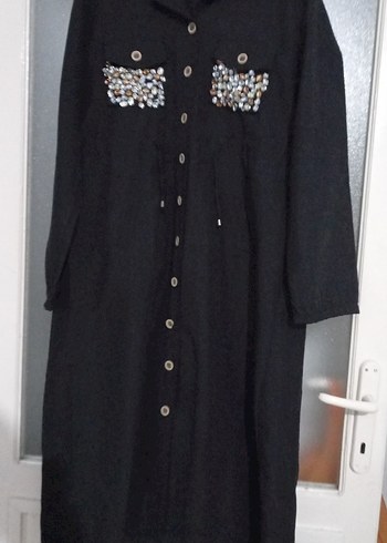 Uzun Kollu Siyah Nakışlı Kadın Tunik - Görsel 9