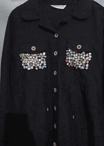 Uzun Kollu Siyah Nakışlı Kadın Tunik - Görsel 6