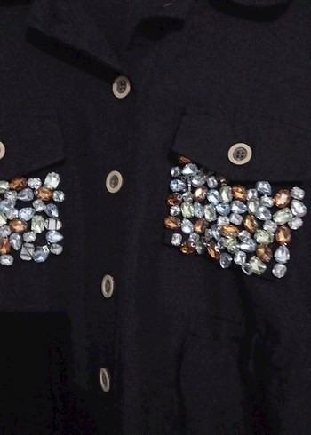 Uzun Kollu Siyah Nakışlı Kadın Tunik - Görsel 5