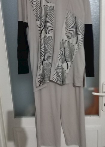 Gri Uzun Kollu Salaş Kadın Takım - Görsel 2