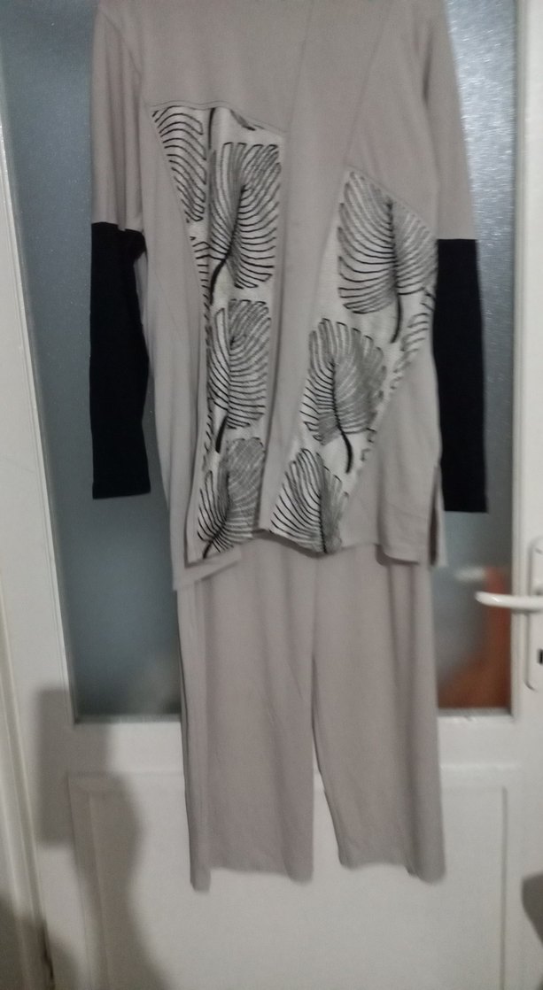 Gri Uzun Kollu Salaş Kadın Takım - Görsel 2