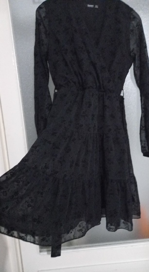 Uzun Siyah Kemerli Gotik Elbise - Görsel 3