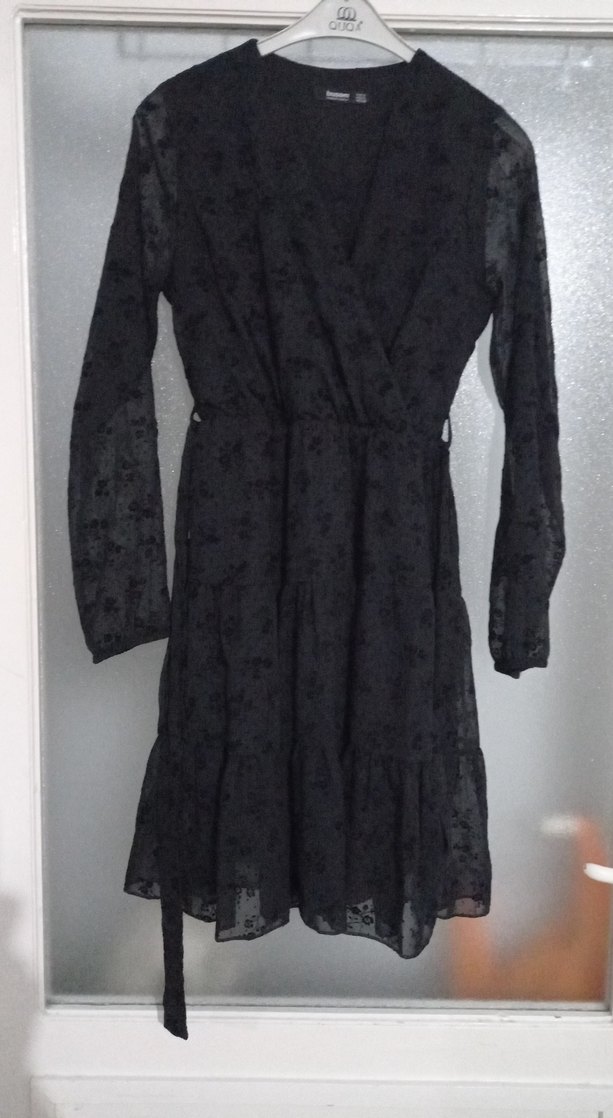 Uzun Siyah Kemerli Gotik Elbise - Görsel 2