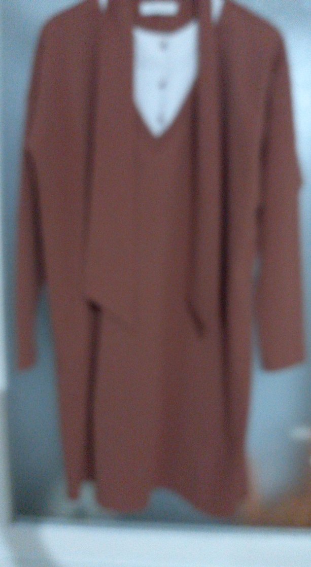 Bej V Yaka Uzun Kollu Hamile Tunik - Görsel 3