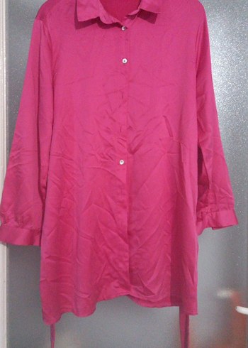 Kadın Pembe Düğmeli Uzun Kollu Gömlek - Görsel 5
