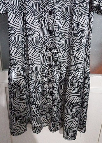 Zebra Desenli Uzun Gri Elbise - Görsel 8