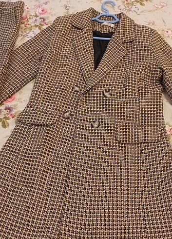 38 Beden kahverengi Renk Blazer ceket pantolon tüvit takım