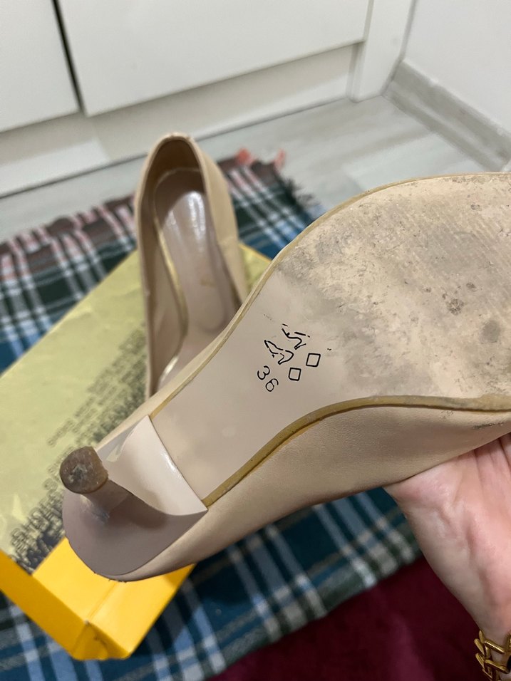 Bej Kadın Stiletto Topuklu Ayakkabı - Görsel 5