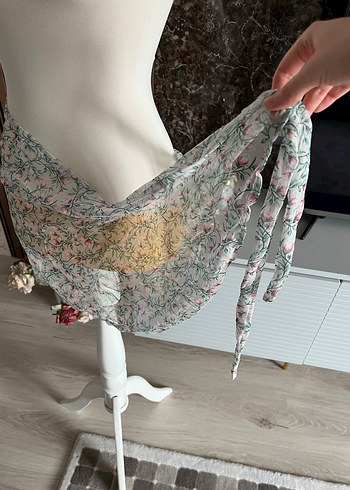 Çiçek Desenli Bohem Drapeli Mini PAREO - Görsel 3