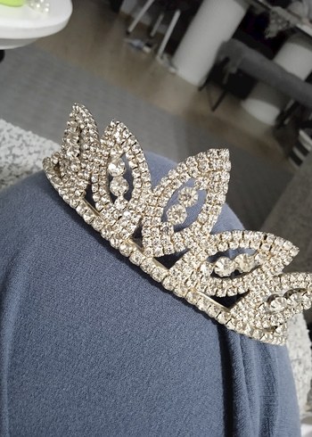 Gri Vintage Payetli Gelin Tacı - Görsel 3