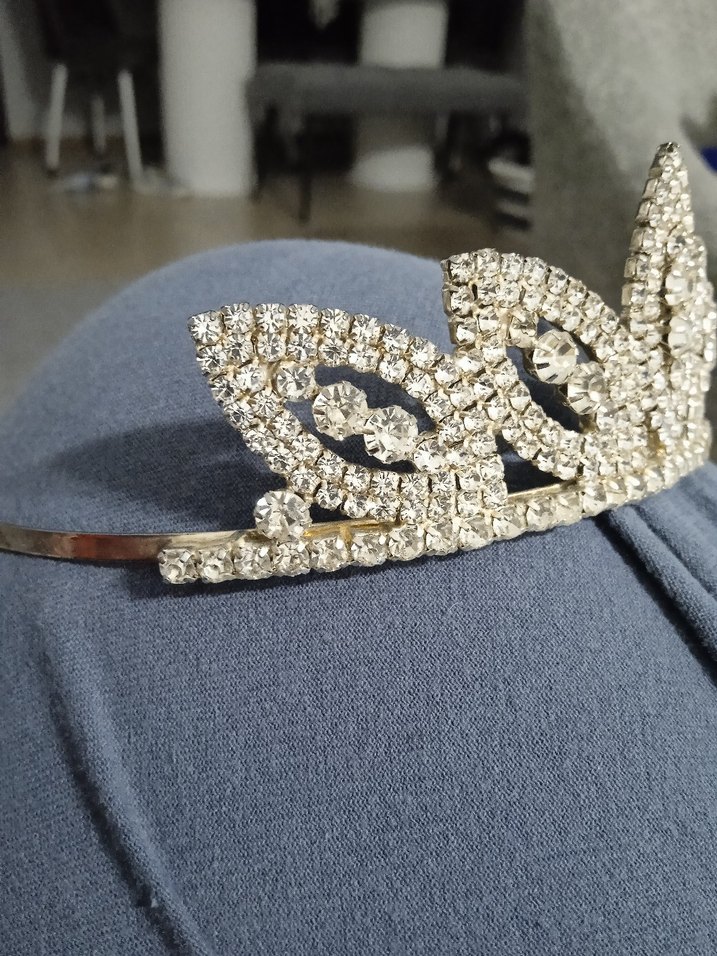 Gri Vintage Payetli Gelin Tacı - Görsel 2