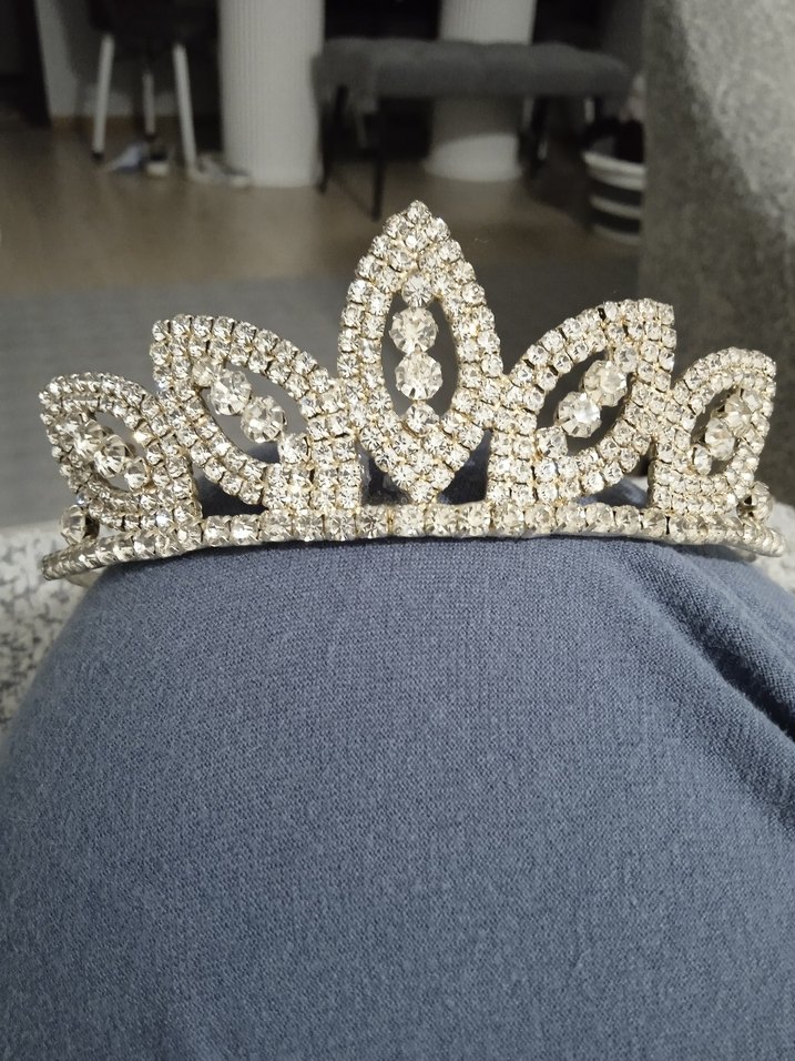 Gri Vintage Payetli Gelin Tacı - Görsel 4