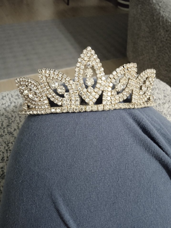 Gri Vintage Payetli Gelin Tacı - Görsel 5