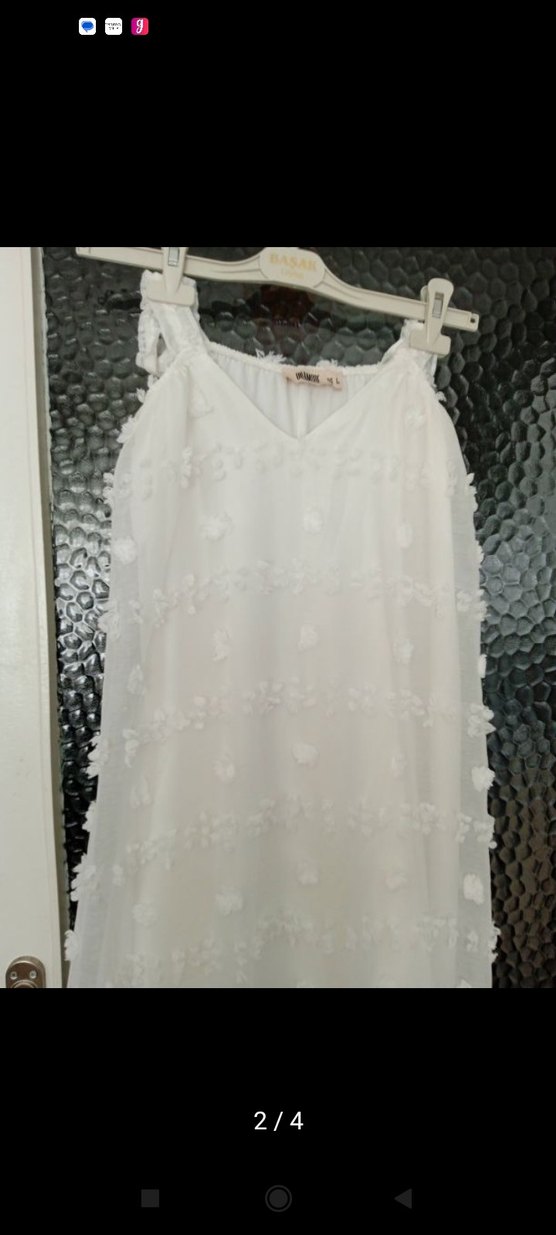 Bohem Beyaz Uzun Keten Elbise - Görsel 2