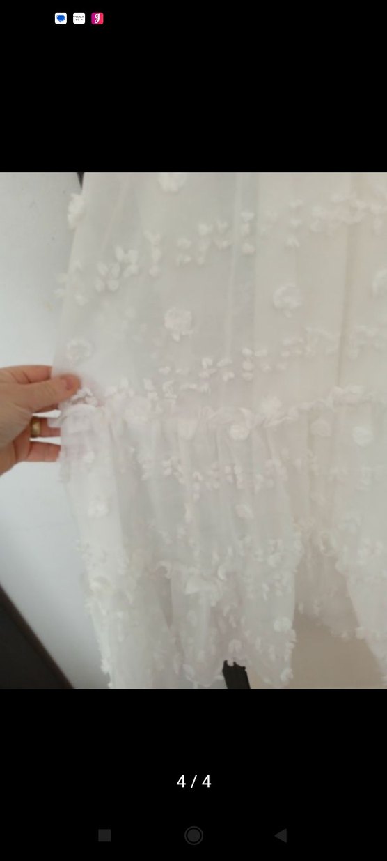 Bohem Beyaz Uzun Keten Elbise - Görsel 3