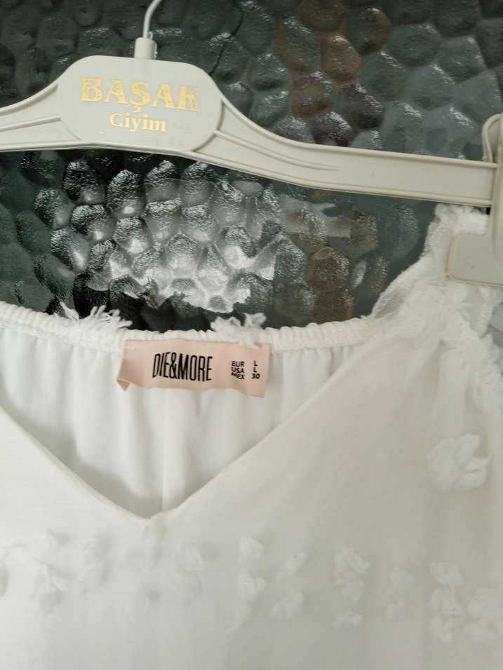 Bohem Beyaz Uzun Keten Elbise - Görsel 5