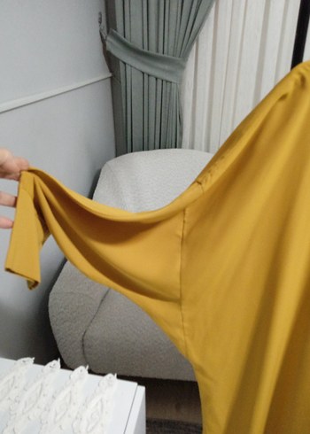 Sarı Uzun Kollu Salaş Kadın Elbise - Görsel 4