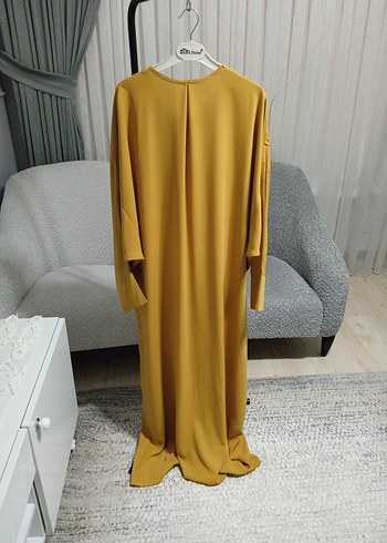 Sarı Uzun Kollu Salaş Kadın Elbise - Görsel 3