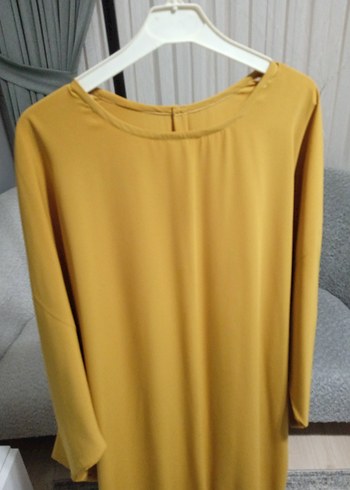 Sarı Uzun Kollu Salaş Kadın Elbise - Görsel 2