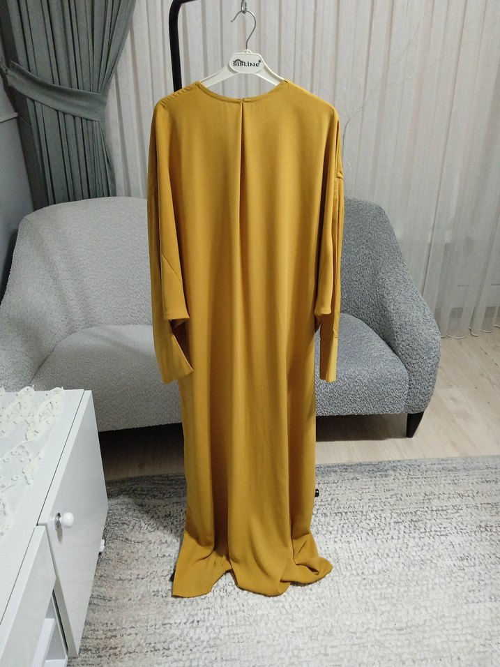 Sarı Uzun Kollu Salaş Kadın Elbise - Görsel 3