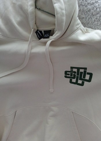 kadın Beyaz Kapüşonlu Sweatshirt - Görsel 2