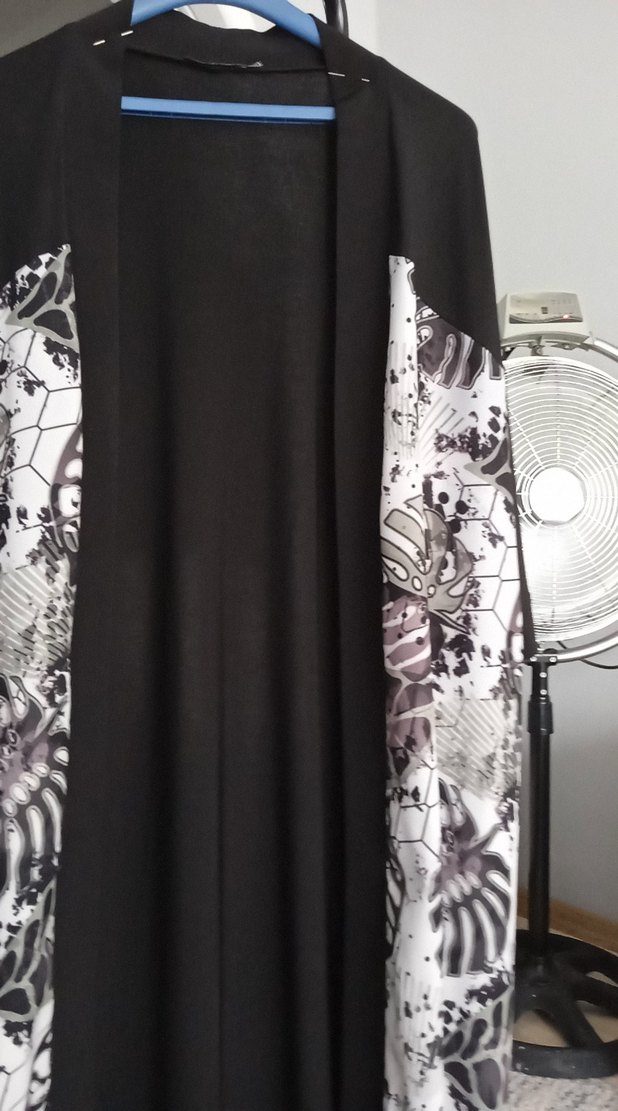 Uzun Siyah Bohem Desenli Kadın Kimono - Görsel 3