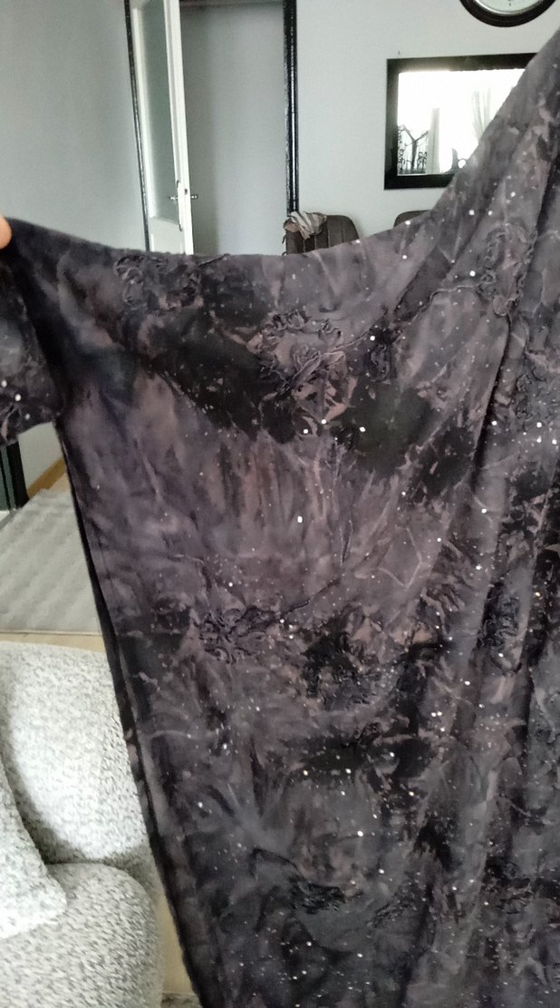 Gri Batik Desenli Uzun Kadın abaya - Görsel 2