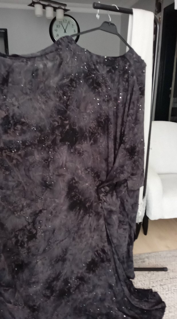 Gri Batik Desenli Uzun Kadın abaya - Görsel 4
