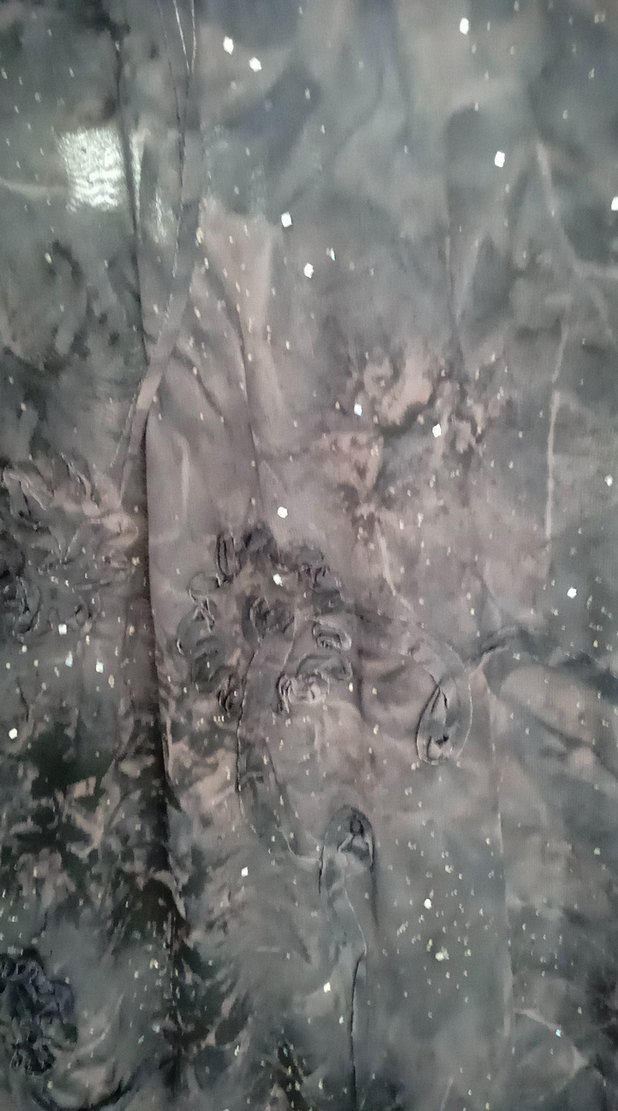 Gri Batik Desenli Uzun Kadın abaya - Görsel 3