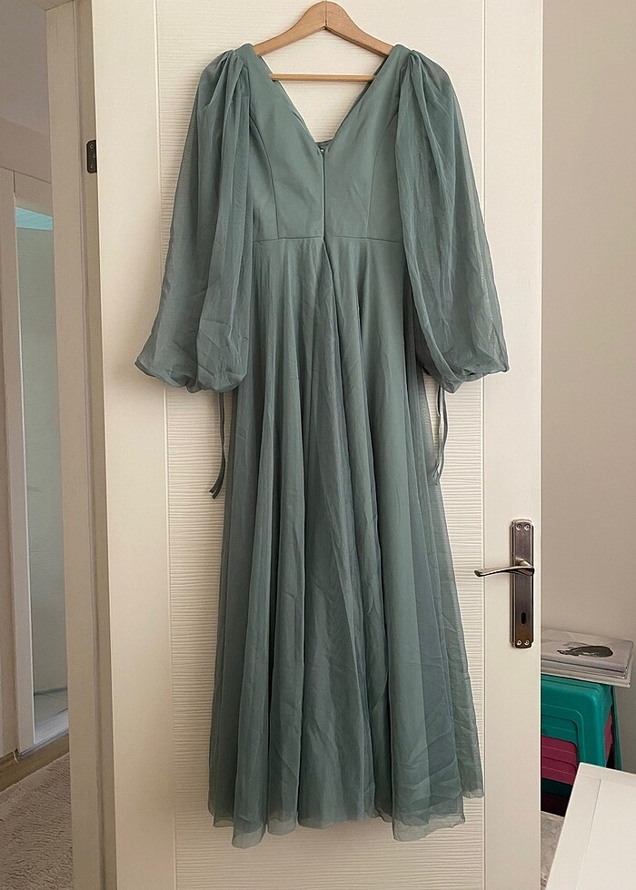 Abiye Su Yeşili Elbise - Görsel 4
