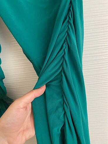 Koyu Yeşil Dar Elbise - Görsel 4