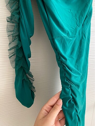 Koyu Yeşil Dar Elbise - Görsel 5