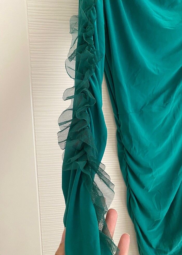 Koyu Yeşil Dar Elbise - Görsel 3