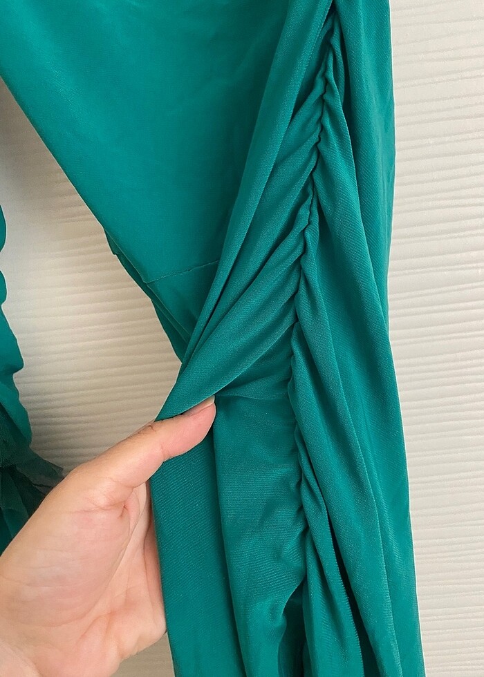 Koyu Yeşil Dar Elbise - Görsel 4