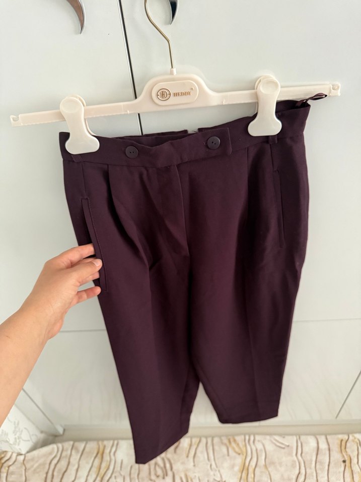 Mürdüm Kumaş Pantolon - Görsel 2