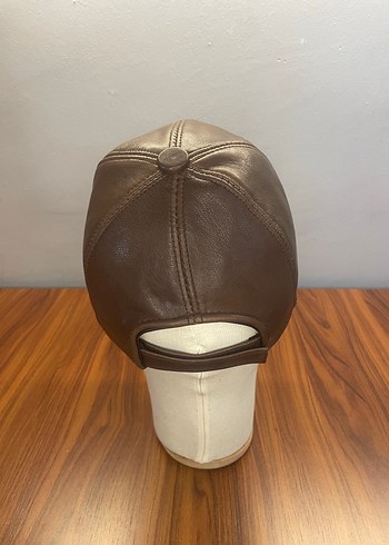 %100 Kuzu Derisi Kahverengi Cap Şapka - Görsel 4