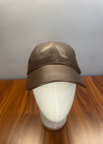 %100 Kuzu Derisi Kahverengi Cap Şapka - Görsel 2
