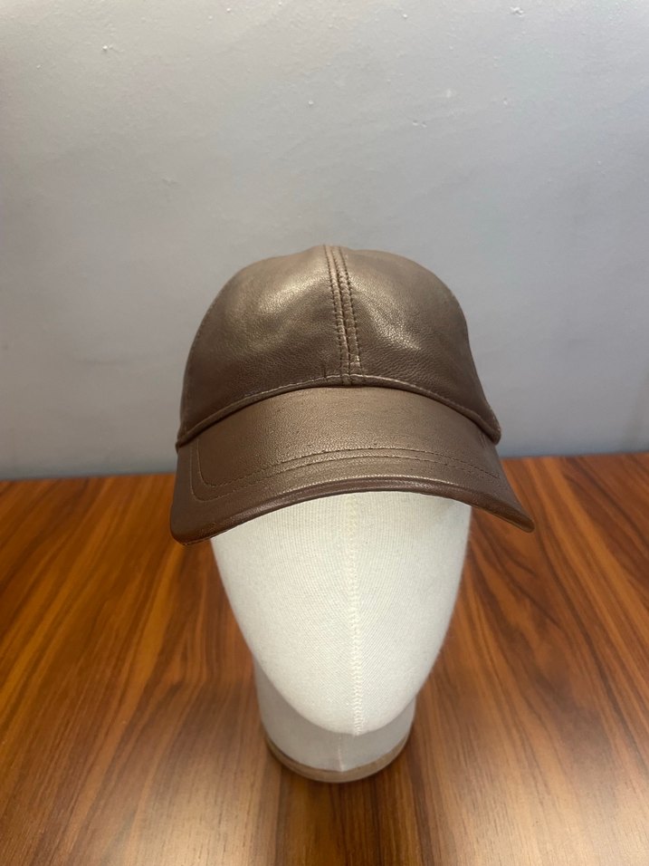 %100 Kuzu Derisi Kahverengi Cap Şapka - Görsel 2