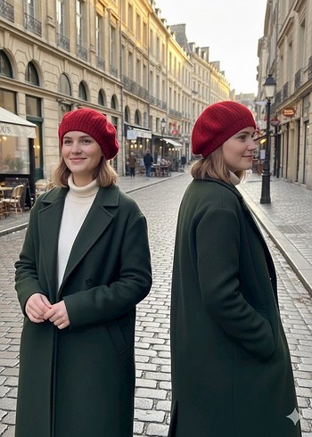 Ressam Model Kırmızı Simli Yün Bere - Görsel 2