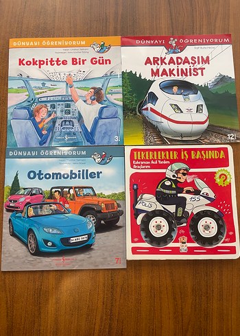 Çocuklar İçin 4 Kitap Seti: Uçak, Tren, Araba, Polis