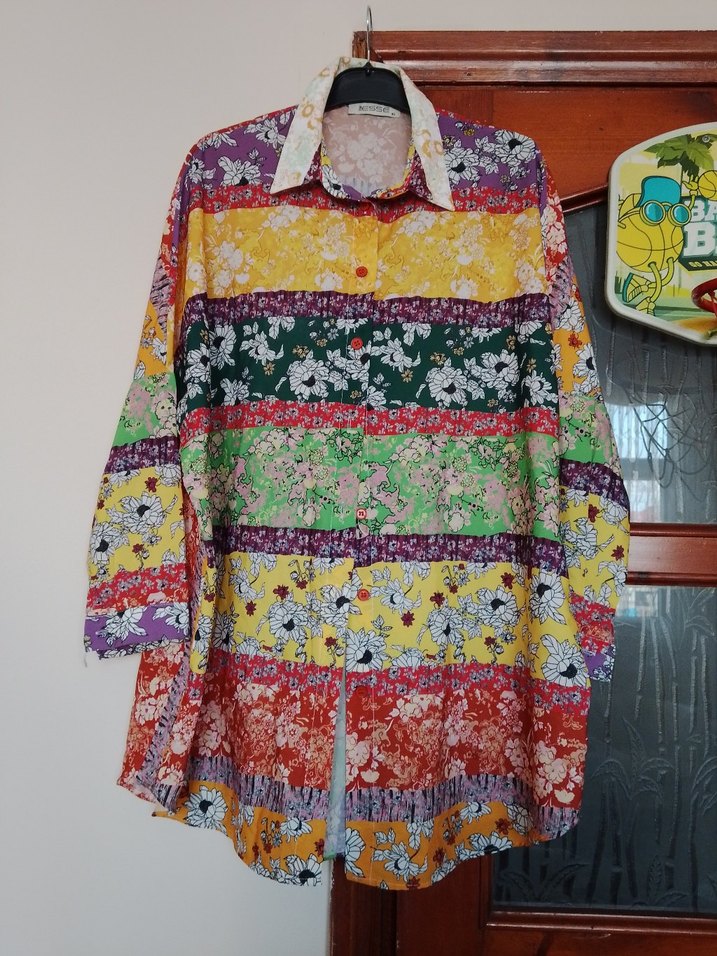 Renkli Bohem Kadın Uzun Kollu Gömlek - Görsel 2