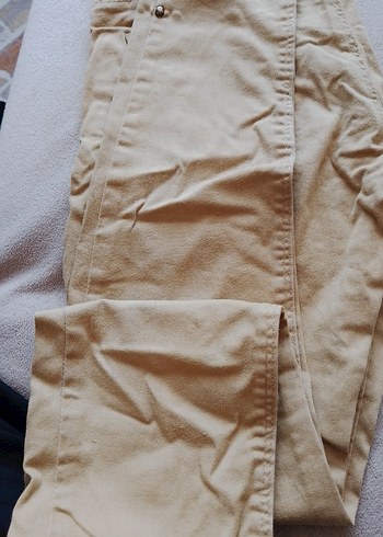 28 Beden ten rengi Renk Düğmeli Bej Kadın Denim Pantolon