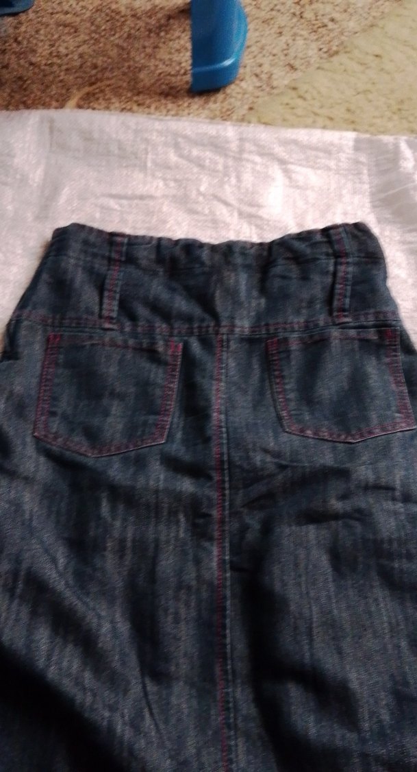 Piliseli Gri Denim Uzun Etek - Görsel 5