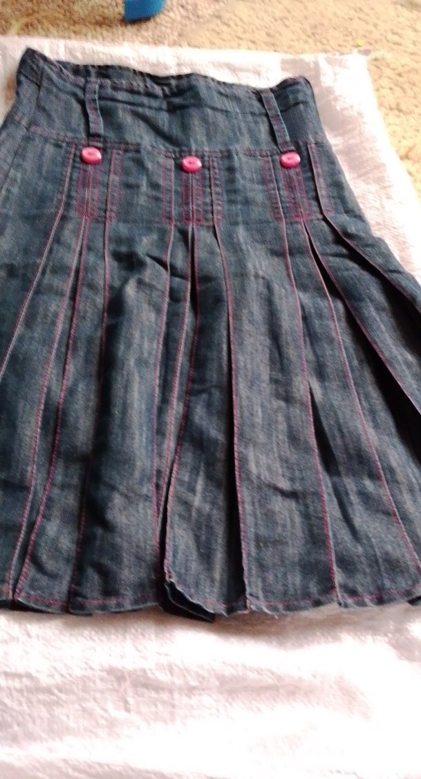 Piliseli Gri Denim Uzun Etek - Görsel 3