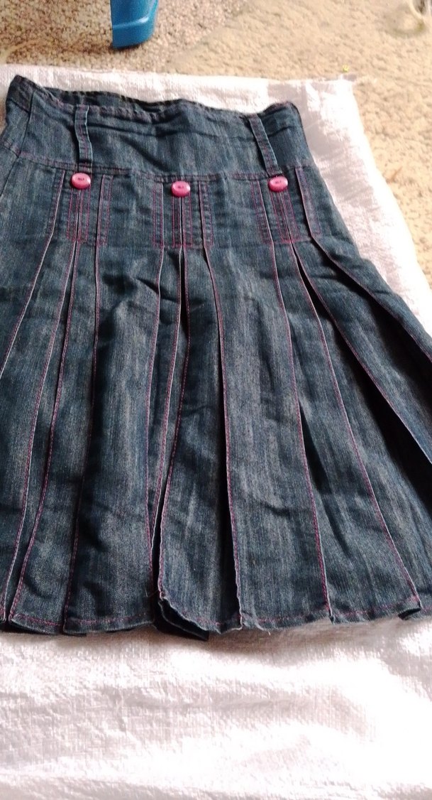 Piliseli Gri Denim Uzun Etek - Görsel 2